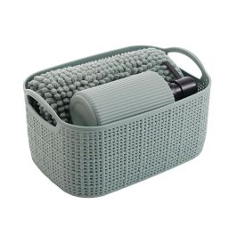 Berilo Set 3 Piezas Baño Plástico PP Verde 23x14x18cm con Alfombrilla 38x58cm y Cesta 24x16x14cm (Set de 12)