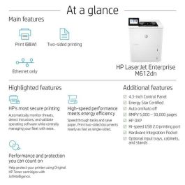 HP 7PS86A Impresora Láser Monocromo Enterprise M612dn Dúplex, Blanca, 71 ppm