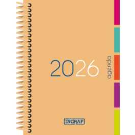 Ingraf 356430 Agenda Mediterráneo 2026 D/P 15x21 cm Semana a la Vista Colores Surtidos Castellano/Inglés/Euskera/Portugués