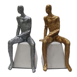 DKD Home Decor Figura Hombre Hierro y Marmol Plateado Negro Blanco 11 x 28 x 12 cm (2 Unidades) Precio: 81.55884. SKU: S3030136