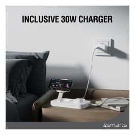 4smarts Qi2 Estación de Carga Inalámbrica Trident, Blanco, 25W