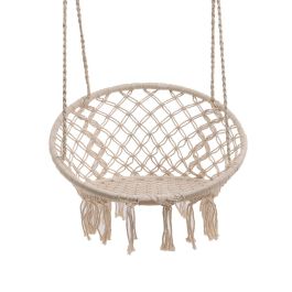 Decoris Columpio Bali de Algodón con Flecos Ø82x123cm, Color Crema