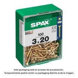 Spax 4081020300202 Tornillo Universal de Madera Caja 100 unid. Cabeza Plana Yellox 3,0x20mm Rosca Completa Cruz Z1 Punta S