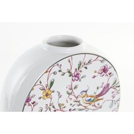 DKD Home Decor Jarron Tradicional Cnacc pajaritos Blanco Multicolor 7.6 x 20 x 19 cm (2 Unidades)