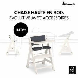 Hauck Trona Evolutiva BETA+ de Madera FSC con Arnés 5 Puntos y Ruedas - De 6 Meses a 90 kg - Blanco