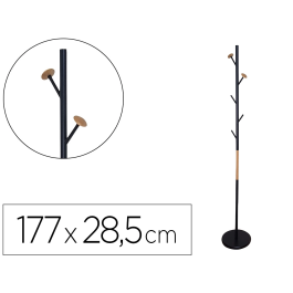 Q-connect Perchero Metálico Negro con Detalles de Madera 5 Colgadores 177x28,5 cm Precio: 34.50000037. SKU: B12YGBQT7G