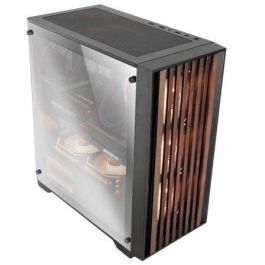 Mars Gaming MCWOODC Caja Gaming Semitorre MC-WOOD con Frontal de Madera y Panel Lateral Cristal Cromado, AIO 360mm