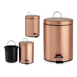 Berilo Papelera Pedal 5L Metal Cobre 20.5x27.5x26.5 cm (4 Unidades)