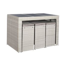 DKD Home Decor Mesa Bar Terraza y Jardín Set 7 Piezas, Ratán Sintético y Acero, Marrón Claro, Desmontable, 80x100x143 cm Precio: 528.5000006. SKU: B1E72VZJZA