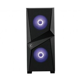 MSI MAG Forge 100M Midi Tower Negro Transparente con Iluminación Púrpura y Panel de Vidrio Templado para PC Gaming