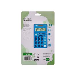 Calculadora Liderpapel Bolsillo Xf09 8 Digitos Solar Y Pilas Color Azul 115x65x8 mm