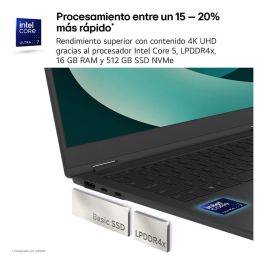 LG Gram 14ZD90RU-G.AX55B Portátil 14" WUXGA Intel Core i5-1334U 16GB RAM 512GB SSD Ultraligero 24.5h Batería FreeDOS Negro