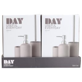 Day Juego de Baño 3 Piezas Gris Vaso, Dispensador y Escobilla WC