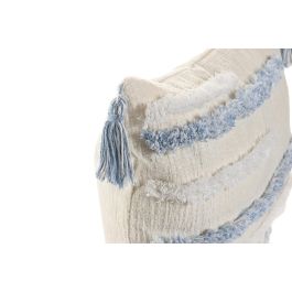 DKD Home Decor Cojín Urban Blanco Azul 30 x 50 cm (2 Unidades) de Poliéster con Cremallera
