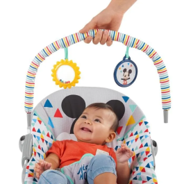 Disney Baby Mickey Transat con Asiento Vibrante y Barra de Actividad Happy Triangles para Bebé de 0-6 Meses
