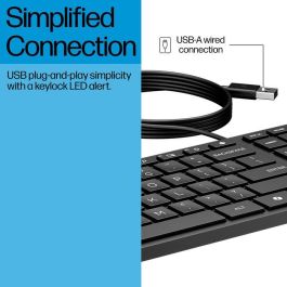 HP 320K Teclado con Cable USB para Escritorio, Diseño Ergonómico Fiable, Cómodo y Layout Húngaro para Productividad