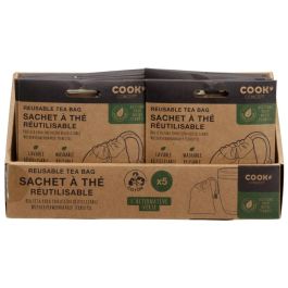 Cook Concept Juego de 5 Bolsas Reutilizables para Té e Infusiones de Algodón Lavables 5,5x8 cm