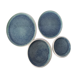 DKD Home Decor Jewel blue 25 Bol Moderno de Gres Esmaltado Azul Marino 15x4.4x15 cm - Apto Microondas y Lavavajillas (6 Unidades)