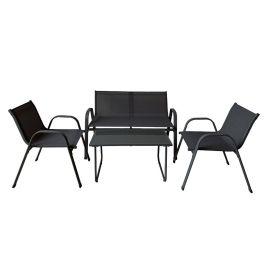 Marbueno Set Mesa y Sillas de Jardin Acero Negro Textilene 10468 Precio: 125.58999948. SKU: B17GZWYYMP