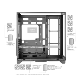 Mars Gaming MCVISION Caja Semitorre ATX Negra con Cristal Templado y Flujo de Aire para Gaming
