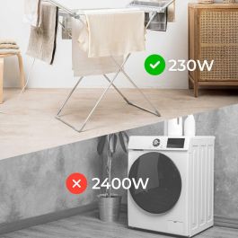 Tendedero Eléctrico Plegable con Alas, Pantalla Táctil, Temporizador y Control de Temperatura Warmmat InnovaGoods 230 W 20 Barra