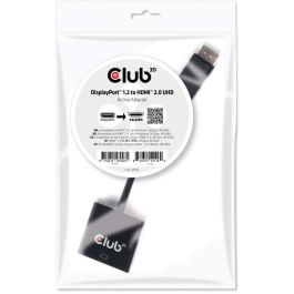 Club3D Adaptador DisplayPort 1.2 a HDMI 2.0 Activo 4K 60Hz - Conector St/Bu - Negro - 0.21m para PC/Mac