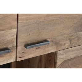 DKD Home Decor Armario Colonial Marrón 4 Puertas Acacia Cristal Led 145x40x153 cm