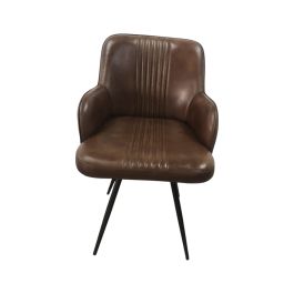 DKD Home Decor Sillón Giratorio Vintage de Piel y Hierro 60 x 82 x 51 cm