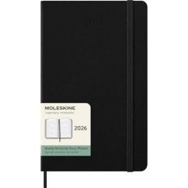Moleskine DHB12WH3Y26 Agenda 2026 Semanal Horizontal, 12 Meses, Tapa Dura, L (13x21 cm), Negra con Goma Elástica