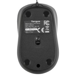 Targus Compact Blue Trace Mouse - Ratón Óptico USB, 1000 DPI, Ambidiestro, Cable Retráctil 0.76m, Negro
