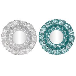 DKD Home Decor Espejo Mediterraneo Azul Blanco 60 x 60 x 7 cm (2 Unidades)