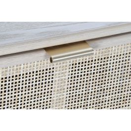 DKD Home Decor Mueble TV Scandi Rejilla Natural Dorado 120 x 60 x 42 cm