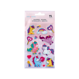 Imaginovo Pegatinas Unicornios Magic Dreams con Brillo y Relieve 190x105 mm