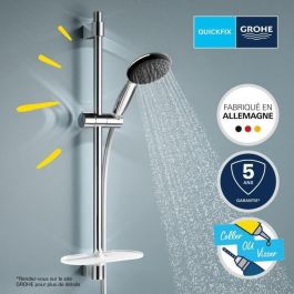 Grohe 26952001 Set de Ducha Vitalio Start 110 con Rociador 2 Chorros, Barra 60cm, Flexo y Estante - Ahorro Agua, Cromo