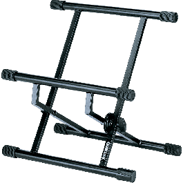 QUIKLOK Soporte para Amplificador de Doble Eje Plegable y Regulable en Altura de Acero Negro para Suelo