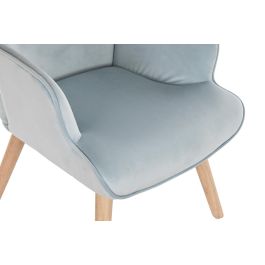 DKD Home Decor Butaca Scandi Azul Celeste y Natural, Patas de Madera, Asiento de Poliéster, Desmontable. 75x96x67 cm, Altura Asiento 40 cm.