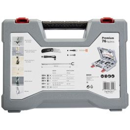 Bosch Juego Premium de Brocas y Puntas 76 piezas para Taladrar y Atornillar Madera, Metal y Hormigón, Brocas Titanio