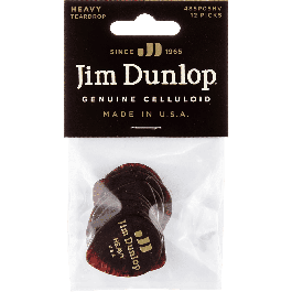 DUNLOP Pack 12 Púas Genuine Celluloid Teardrop Shell - Heavy