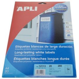 Apli Etiquetas Adhesivas Poliéster Blanco 99,1x38,1 mm para Láser, Pack 20 Hojas (280 Etiquetas) Precio: 26.49999946. SKU: S8400997