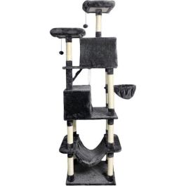 TAYLOR AL105 Rascador para Gatos - 60 x 50 x 206 cm - Gris oscuro - 2 Plataformas, 1 Percha, 2 Cabinas, 1 Hamaca