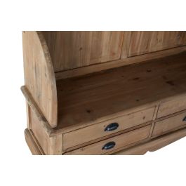 DKD Home Decor Recibidor Alpino de Pino Reciclado y Espejo Marrón Negro con 4 Cajones y 1 Estantería 124x40x200 cm