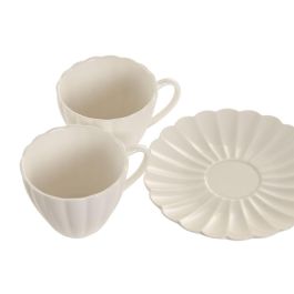 DKD Home Decor Set de 6 Tazas de Café Blancas de Porcelana 150ml - 8 x 7 x 10.5 cm