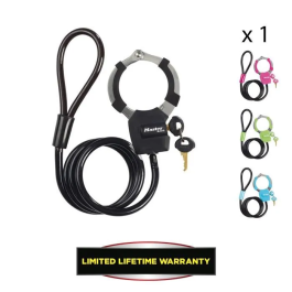 Master Lock 8275EURDPRO Cable para candado con esposas, 1 m, 8 mm de diámetro, ideal para scooters y bicicletas, revestimiento de vinilo