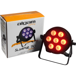 ALGAMLIGHT Foco Proyector Led 7x10W 6-En-1 RGBWAU Slim Profesional con Control Remoto IR y Modos DMX
