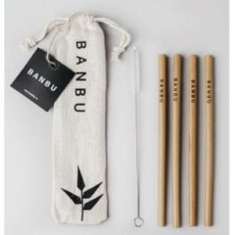 Banbu Set Pajitas de Bambú + Limpiador 4 Unidades con Saquito Algodón Orgánico Reutilizables y Lavables Aptas Lavavajillas Precio: 5.68999959. SKU: B1BQJLSETL