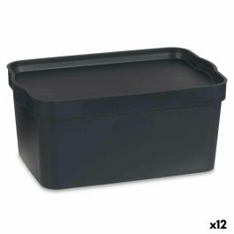 Caja de Almacenaje con Tapa Kipit TP594-1 Antracita Plástico 7,5 L 21 x 14,2 x 32 cm (12 Unidades)