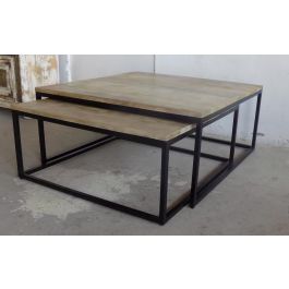 DKD Home Decor Mesa Centro Loft Marron Negro Metal Mango 90 x 40 x 90 cm Set de 2 Precio: 270.49999999. SKU: B1KEJB7XEY