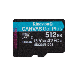 Kingston SDCG4/512GB Tarjeta Memoria microSDXC Canvas Go! Plus 512GB Clase 10 U3 V30 A2 con Adaptador 200MB/s