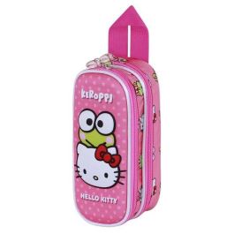 KARACTERMANIA Portatodo 3D Funny Hello Kitty Doble Escolar con Relieve y 2 Compartimentos 9.5x22x8cm
