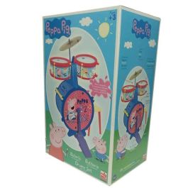 Peppa Pig Batería Musical Sencilla con Banqueta Reig, Instrumento Infantil Plástico para Niños +3 Años - 55x36x38 cm